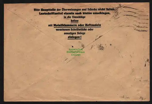 B12744 SBZ Währungsreform 1948 Zehnfach Frankatur Postscheckbrief Leipzig