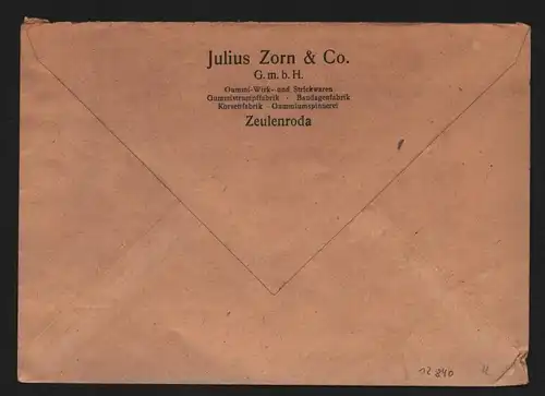 B12840 SBZ Brief Währungsreform Zehnfachfrankatur 1948 Juzo Zeulenroda nach