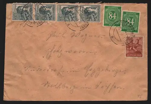 B12852 SBZ Brief Währungsreform Zehnfachfrankatur 1948 Miltitz Kr. Meissen 30.6.