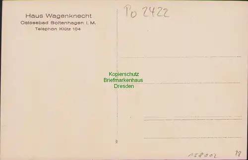 158002 AK Boltenhagen um 1930 Haus Wagenknecht Tel. Klütz