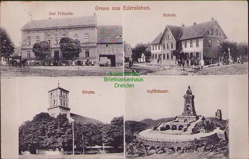 157996 AK Edersleben 1916 Gut Fritsche Schule Kirche Kyffhäuser