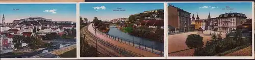 157949 10 AK Album von Glatz Klodzko Bahnhof Hotel Rathaus Festung um 1920