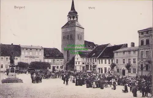 158027 AK Bialogard Belgard an der Persante 1907 Markt Hotel Deutsches Haus
