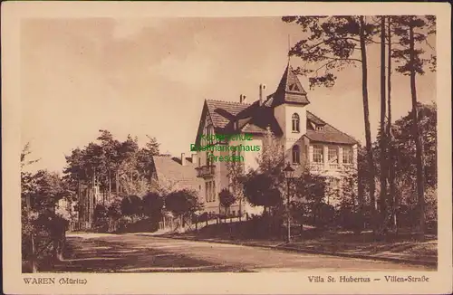 157984 AK Waren Müritz Villa St. Hubertus Villen-Straße um 1920