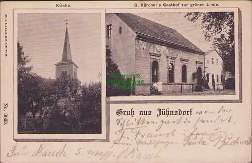 157989 AK Jühnsdorf Blankenfelde-Mahlow 1901 Kirche Gasthof zur grünen Linde