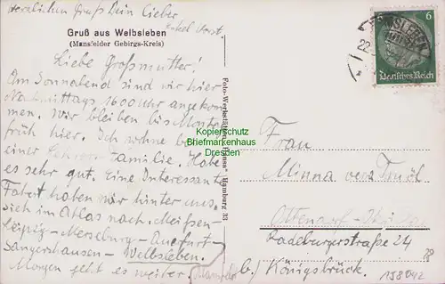 158042 AK Welbsleben Arnstein 1937 Gasthaus zur Neustadt Kolonialwarenhandlung