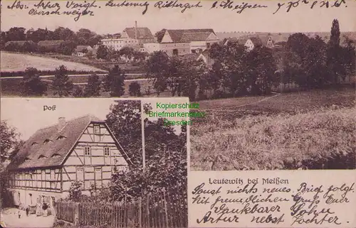 158055 AK Leutewitz bei Meißen 1920 Post Panorama Käbschütztal