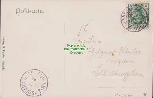 158061 AK Neusalz a. O. 1907 Lindenstrasse Briefträger Postanweisung Design