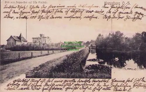 158100 AK Kluczbork Kreuzburg Oberschlesien O.-S 1904 Peipus See Villa Friedrich