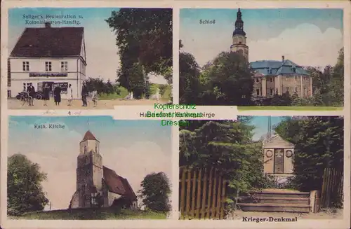 158096 AK Habendorf Eulengebirge 1931 Seliger´s Restauration Kath. Kirche Schloß