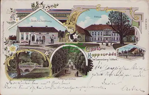 158090 AK Hoppenrade bei Löwenberg i. d. Mark Litho 1903 Gasthof Schwarz Schloss