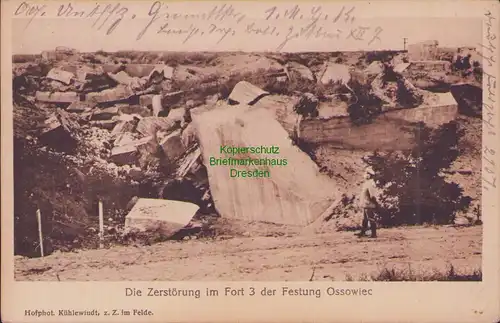 158030 AK Ossowiec Osowice Ossowitz 1917 Die Zerstörung im Fort 3 Ruinen Festung