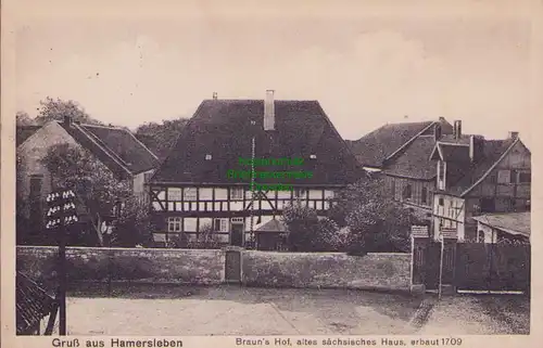 153388 AK Hamersleben Kr. Oschersleben 1915 Braun´s Hof altes sächsisches Haus