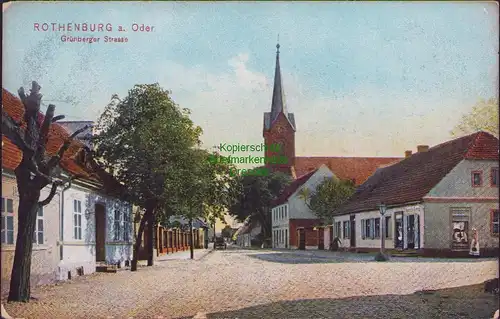 157933 AK Rothenburg an der Oder Czerwiensk 1907 Grünberger Strasse