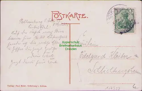 157933 AK Rothenburg an der Oder Czerwiensk 1907 Grünberger Strasse