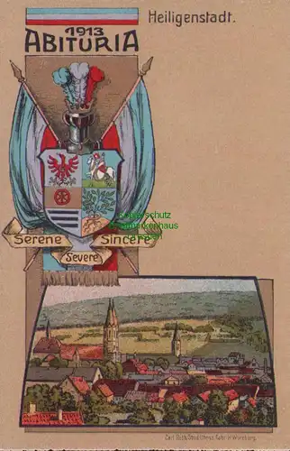 153419 AK Heiligenstadt 1913 Abitura Studentika Serene Severe Sinvere