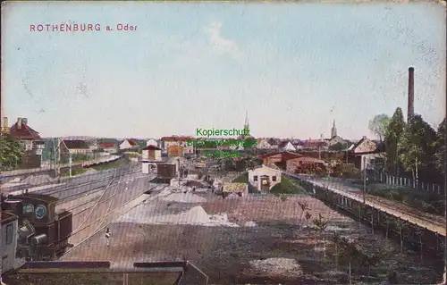157934 AK Rothenburg an der Oder Czerwiensk 1907 Bahnhof Gleisanlage Lok