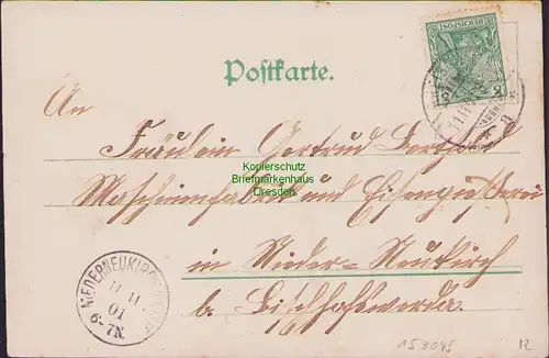 153045 AK Kreischa 1901 handkolorierte Künstlerkarte Brück & Sohn 1083