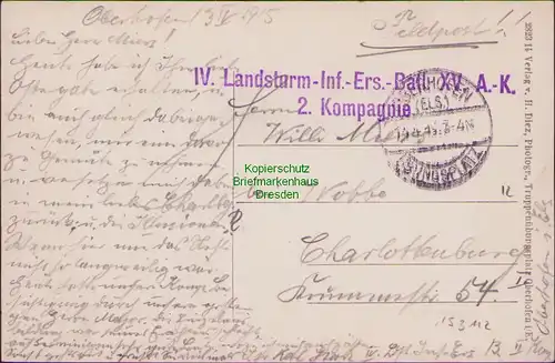 153112 AK Truppenübungsplatz Oberhofen i. Els. Offiziersbaracken 1915