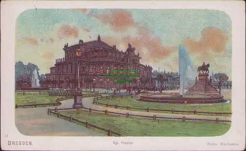 153033 Reklamekarte Dresden Semperoper Kgl. Theater Schutzmarke Katze um 1900