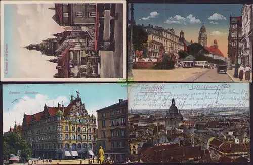 153072 4 AK Gesamtansicht von der Kreuzkirche A Glimpse of old Dresden Victoria