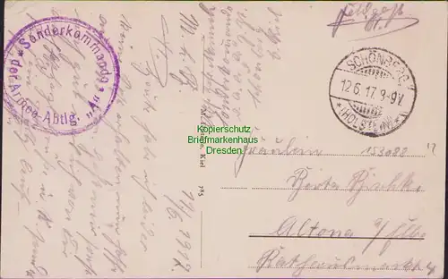 153088 AK Kiel Wik 1917 Ingenieur- und Deckoffizier Schule Briefstempel Sonderko