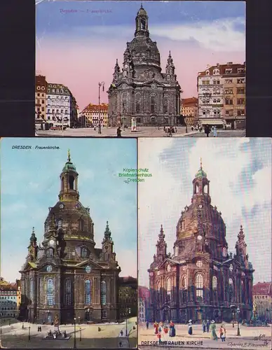 153073 3 AK Dresden 1914 1920 Neumarkt Frauenkirche