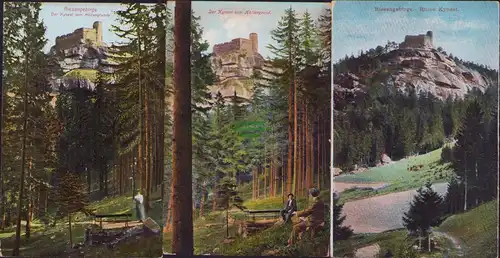 153010 3 AK Riesengebirge Ruine Kynast vom Höllengrund 1910 1912 Hermsdorf