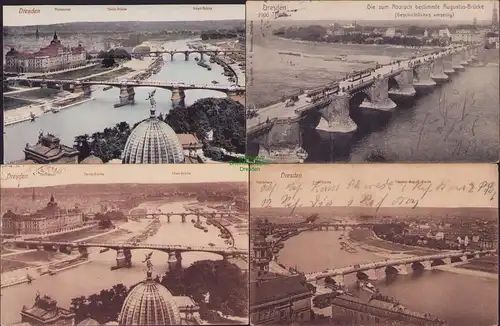 153061 4 AK Dresden 1906-1907 zum Abbruch bestimmte Augustusbrücke Panorama