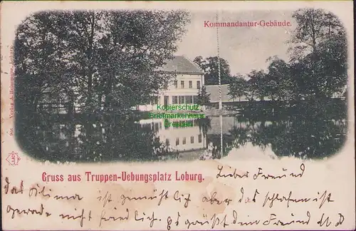 153110 AK Truppenübungsplatz Loburg bei Möckern 1898 Kommandantur