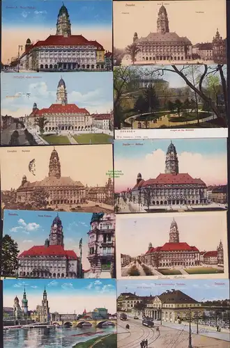 153075 10 AK Dresden 1915 Italienisches Dörfchen Rathaus 1916 Ringstraße 1912