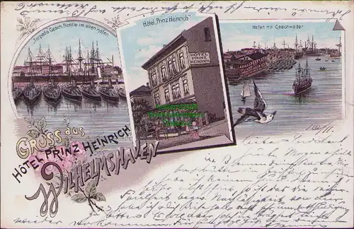 153167 AK Wilhelmshaven Litho 1896 Hotel Prinz Heinrich