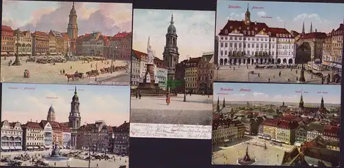 153137 5 AK Dresden Altmarkt Kreuzkirche Rathausturm Kaufhaus Renner 1904 Altes
