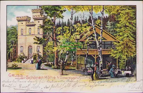 153014 AK Litho Gruss von der schönen Höhe bei Dittersbach 1904 Dürrröhrsdorf