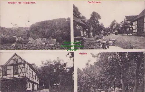 154547 AK Rüdigsdorf Nordhausen 1907 Dorfstraße Garten Panorama