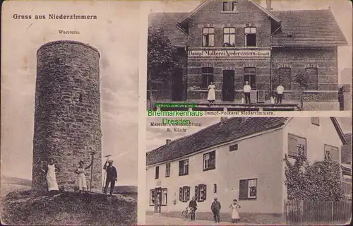 154537 AK Niederzimmern Grammetal Weimarer Land 1919 Dampf Molkerei Wartturm