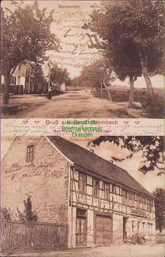 154513 AK Großbrembach Buttstädt 1912 Dorfstraße Gasthaus zur Stadt Weimar