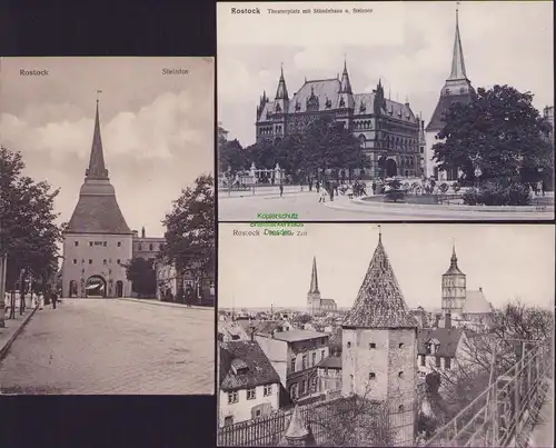 53810 3 AK Rostock Theatherplatz Ständehaus Steintor um 1905 1926 aus alter Zeit