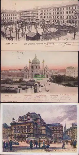 53747 3 AK Wien IV Stadtbahhof Karlsplatz Karlskirche Technische Hochschule 1906