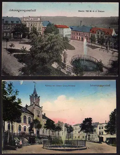 53640 2 AK Johanngeorgenstadt Hotel de Saxe Markt 1908 Denkmal