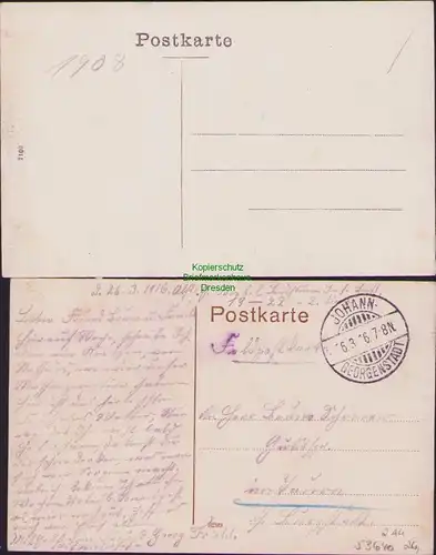 53640 2 AK Johanngeorgenstadt Hotel de Saxe Markt 1908 Denkmal