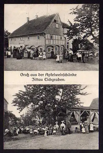 53629 AK Gruß Apfelweinschänke Zittau Eichgraben 1915