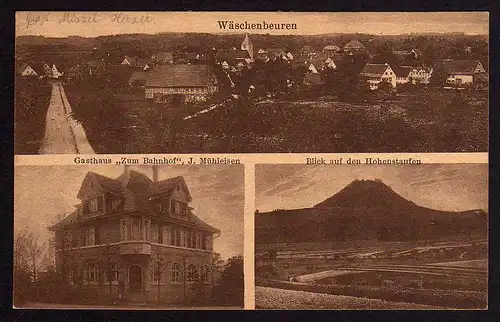 53570 AK Wäschenbeuren Kr. Göppingen Gasthaus Zum Bahnhof Mühleisen 1922