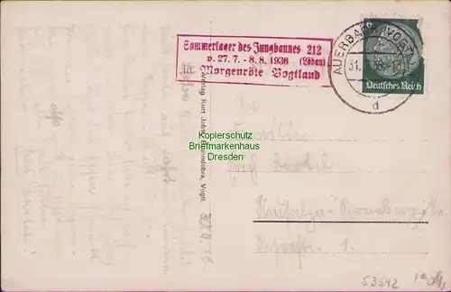 53542 AK Jugendherberge Aschberg Sommerlager Jungbann Auerbach Vogtl. 1936