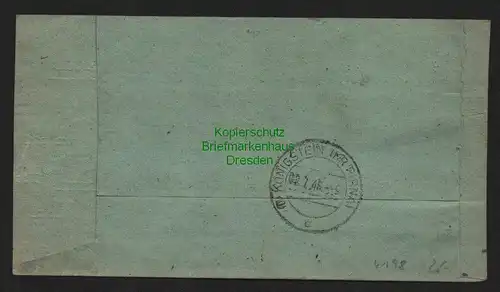 h4198 SBZ Bezirkshandstempel Bezirk 14 R-Brief Königstein Pirna 1.7.48