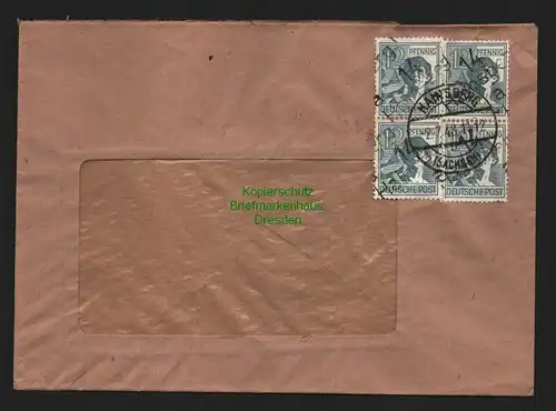 h4164 SBZ Bezirkshandstempel Bezirk 14 Brief Hainsberg 2.7.48 4x 12 Pfg.