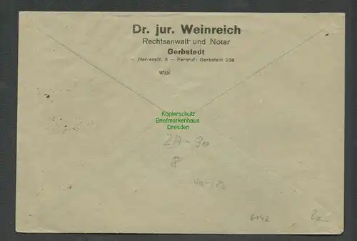 B6142 Brief SBZ Gebühr bezahlt 1948 Gerbstedt nach Jeßnitz Anhalt Währungsreform