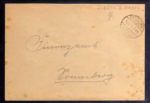 B334 SBZ Brief Gebühr bezahlt 1945 Effelder an Finanzamt Sonneberg