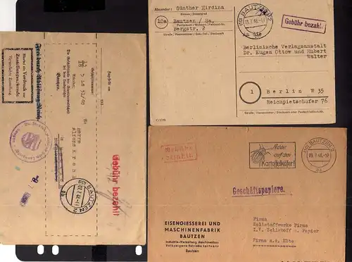 B1901 3x Brief SBZ Gebühr bezahlt 1948 Währungsreform Bautzen Staatsanwaltschaft