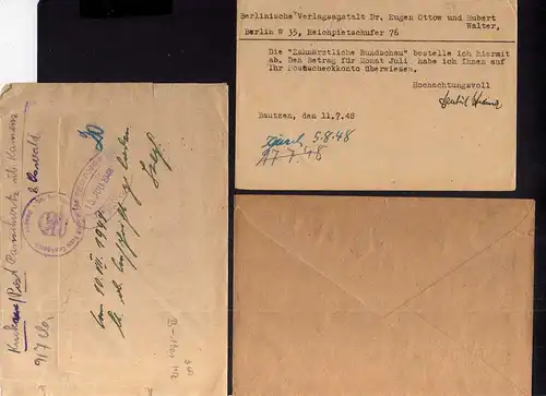 B1901 3x Brief SBZ Gebühr bezahlt 1948 Währungsreform Bautzen Staatsanwaltschaft